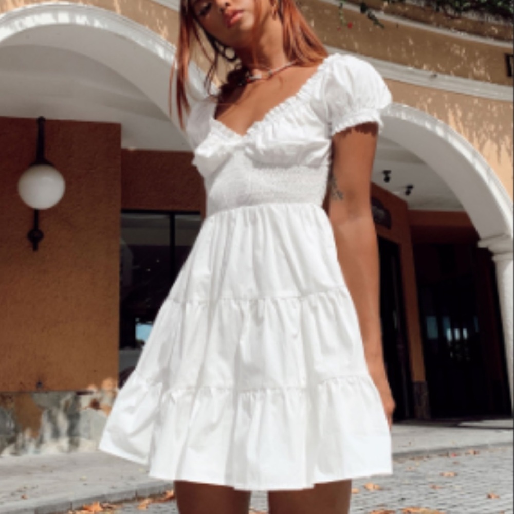 Elegant White Ruffle Dress
